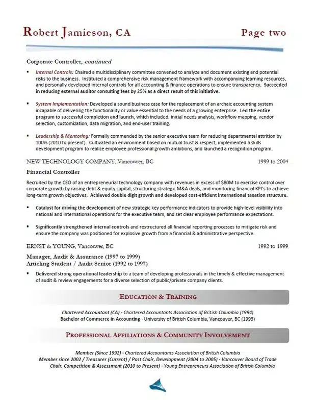 Samples 11 Sample Robert Resume Sample Page 2 1